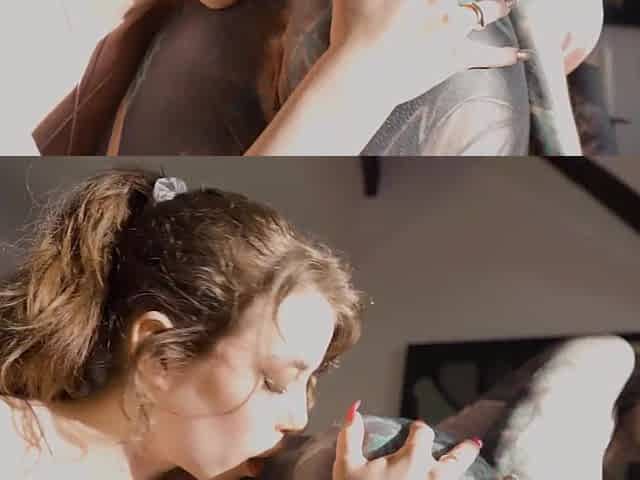 TwoTattooed Lesbo Anal Gape and Squirt and Large Toy
