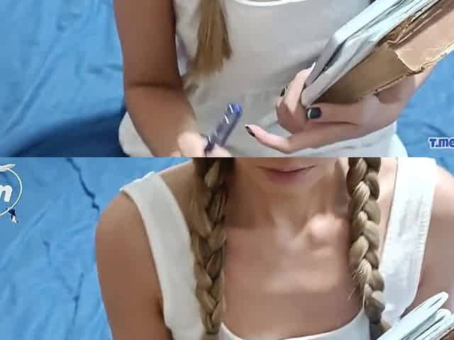 Shy librarian with petite boobs turned out to be mad anal lovers and one rod is not sufficiently for her