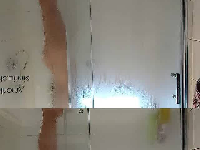 NICE-LOOKING WOMAN BATHING HER BODY AND TOUCHING - MASTURBATING WITH THE WATER JET SHOVING HER FINGERS