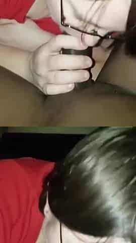 Mature brunette gives sloppy blowjob