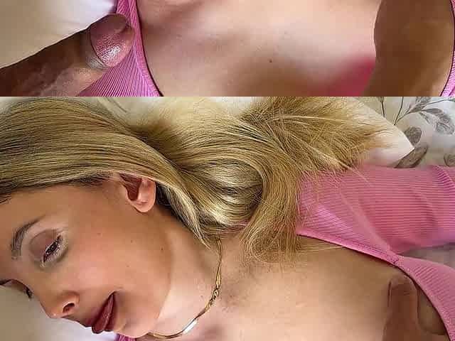 Secretly inserting a large jock into my napping step sister's throat