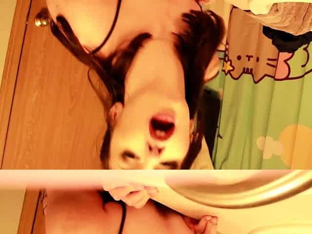 Cute curly brunette solo webcam masturbation