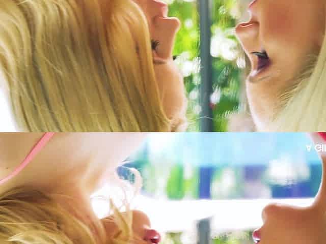 Sensual blondes radiate passionate pool fire through intense desire