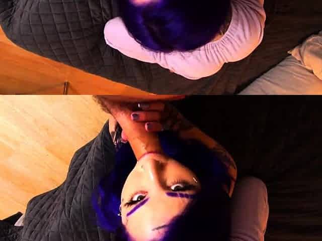Hot Inked Purple Hair Friend Is A Little Squirting Slut