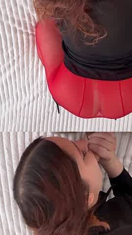 POV Hot Fuck with Dirty Talk & Cum Countdown From Your GF in Red Tights