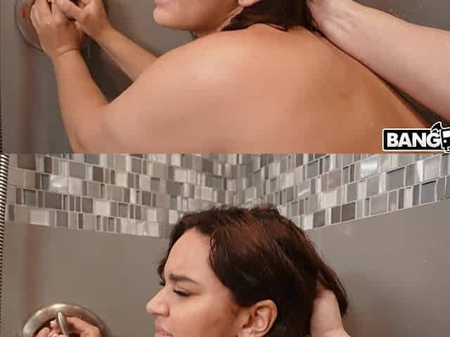 Crystal Chase gets pussy banged standing in the shower
