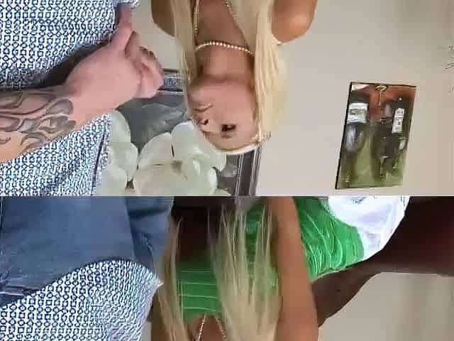 Busty blonde babe gives great handjobs
