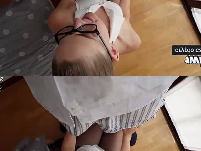 Naughty Kate prays torrid professor for extra credit, finishes with her pantyhose being ripped and jism on her