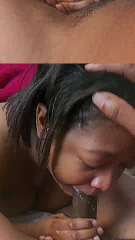 Filling her beautiful little mouth with cum