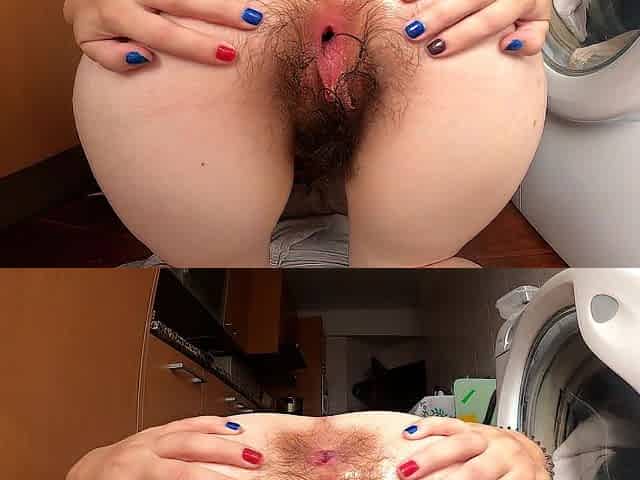Curly teen doggy position banged with lube