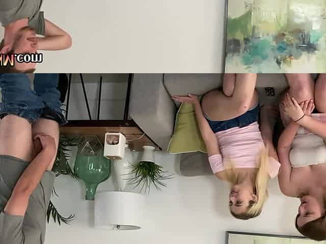 Real amateur CFNM playing with cock