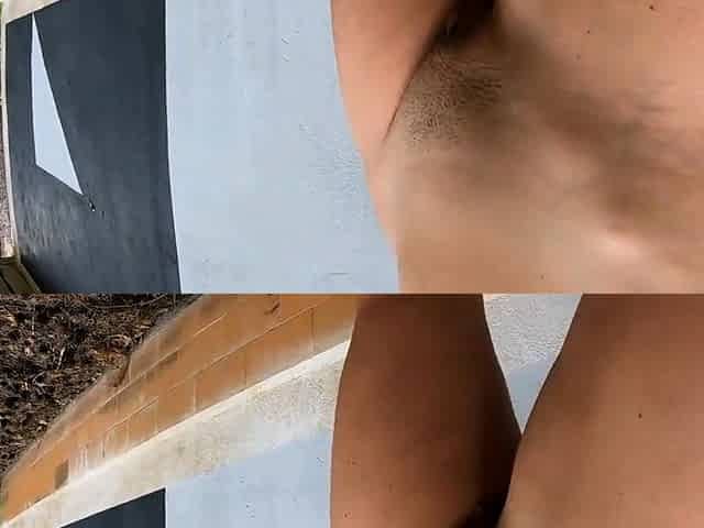 Tattooed Babe Flashes in Abandoned Toilet