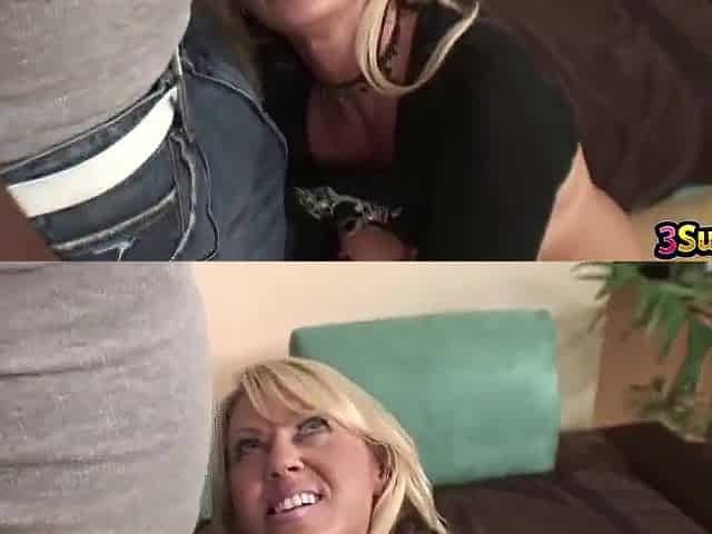 Blond Chick Chennin Blanc Sucks 2 Large Ebony Weenies With Excitement