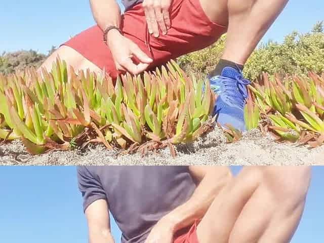 Hot man touches his jock and sticks his finger up his taut booty in a public place