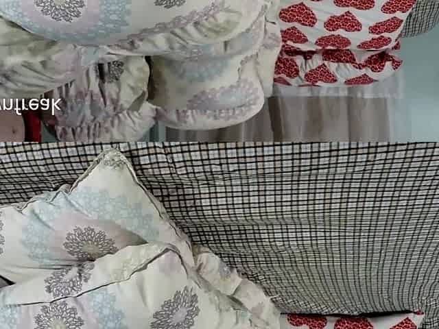 Humping Step Sister Bed and Puffy Comforter. Cumming on Shiny Down Jacket. Short Version.