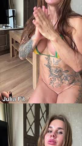 Fit Brazilian Babe Rides Huge Dildo in Green Thigh Highs