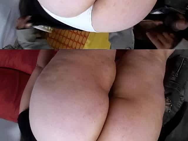 Milky skin big beautiful woman likes tasting ebony man's jock in her holes