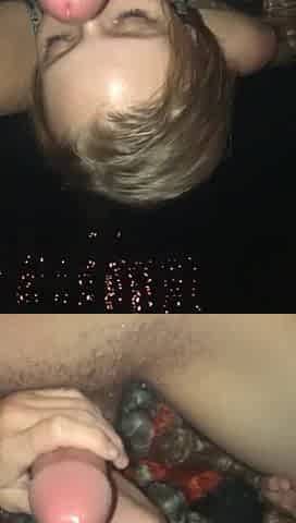 POV - Horny little Party Blonde Pleasures Cock with her Lips & Tongue in the Pool