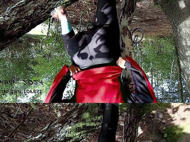 I'm pissing in the woods during a bike ride