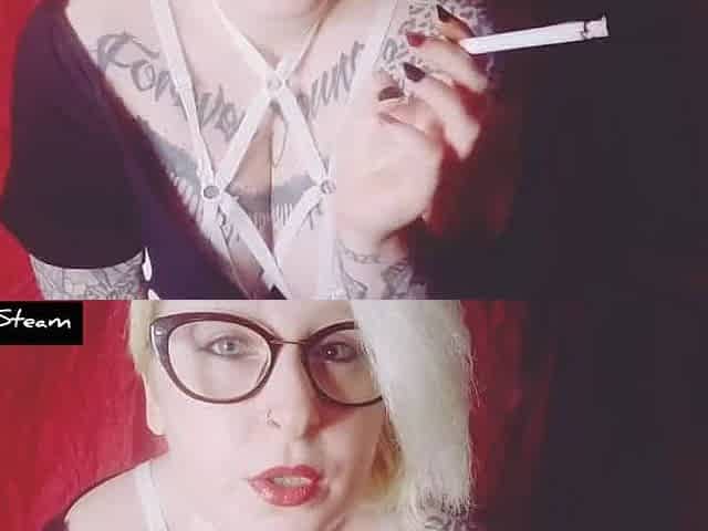 Blonde Smokes A Cigarette While Staring At You