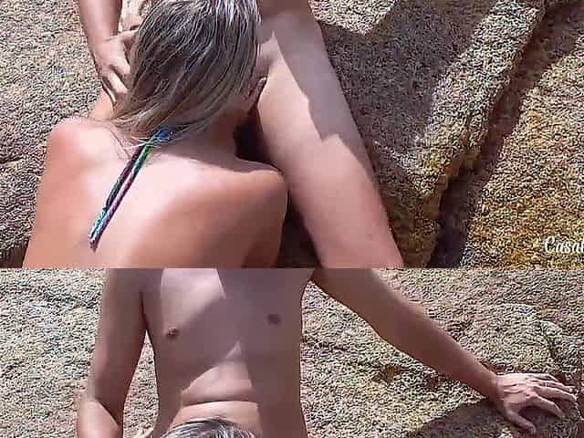 Hotwife went to a bare beach to bang one more dude and get a lot of milk in her throat