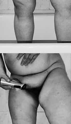 Plump mother I'd like to fuck shaves her vagina in the shower - ebony and white