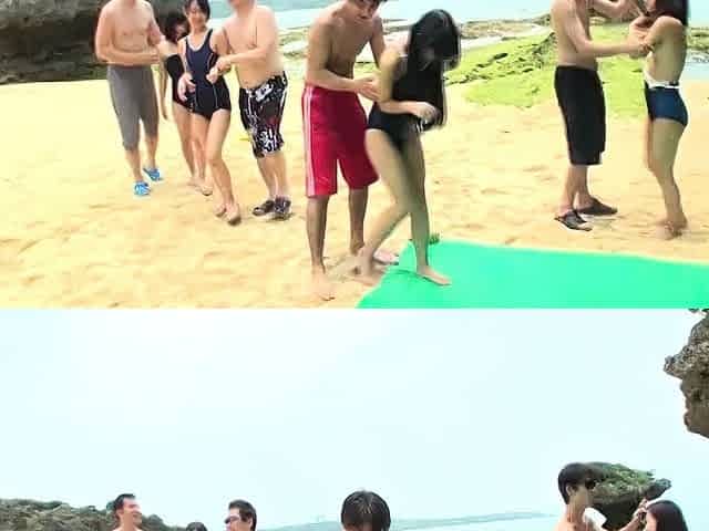 Outdoor group sex on the beach