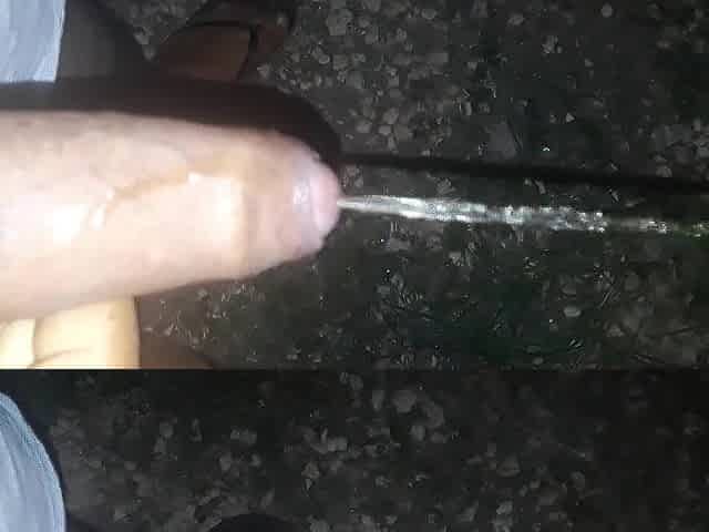 Black large ebony dick pissing