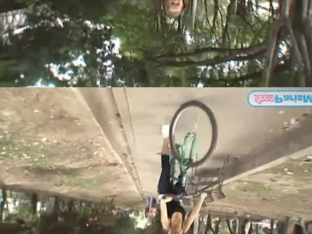 Busty fit teen slut cycles around town