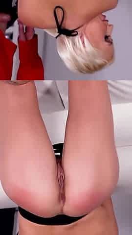 Two Friends Tie up Hot Blonde and Want All Holes From Her