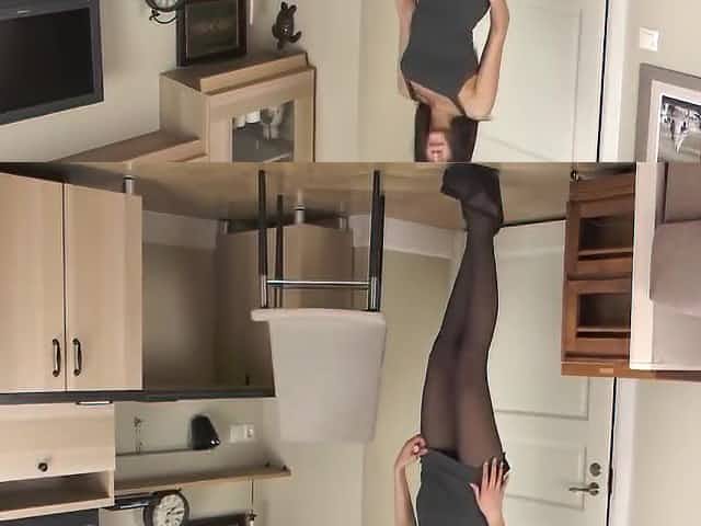 Sexy Brunette Kellyanne In Pantyhose, Mini Skirt, Heels