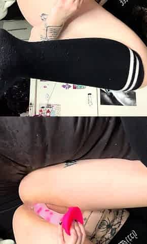 Amateur brunette double toying on webcam