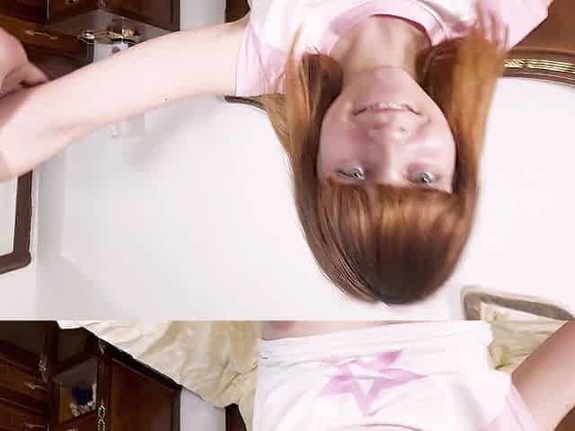 Cute small teen eighteen redhead bang in pajamas by grandpa