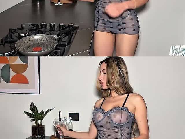 Incredibly Hot Kitchen Screw With Amber Prada
