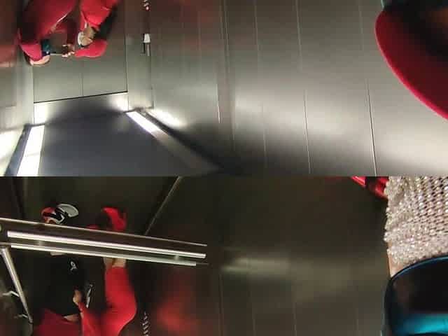 Very risky sex in a public elevator with hot neighbor Dada Deville