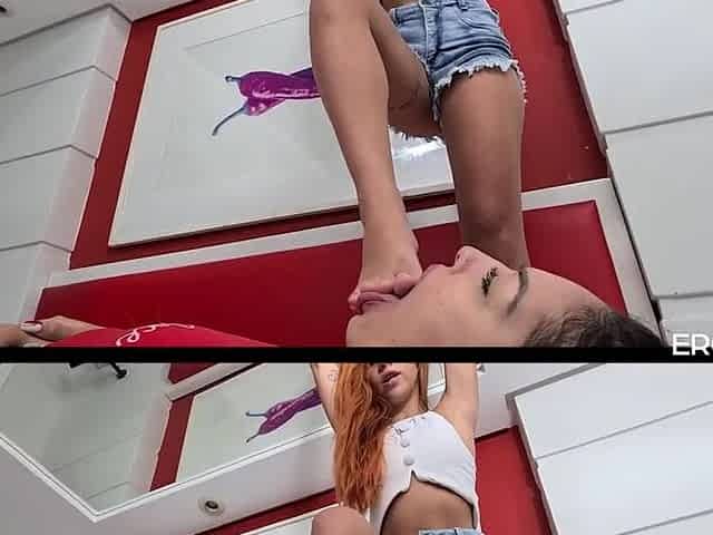 This babe just think i dont notice that babe tok my high heels! I gave her the torture this babe merits!