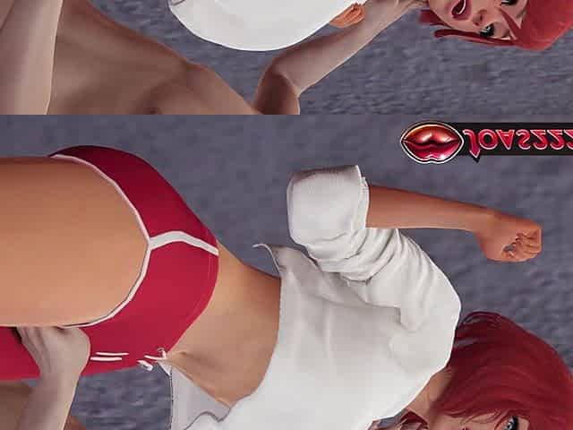 Hot Redhead Trainer Yoko in 3D Hentai - Fingering Her Tight Pussy on the Floor, Standing G-spot Stimulation, Pussy Licking