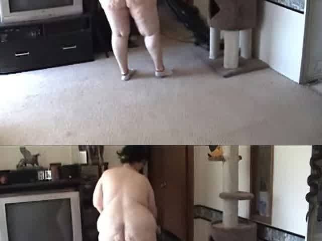big beautiful woman vacuuming in the Naked Tons of large booty bending over shots - Not HD