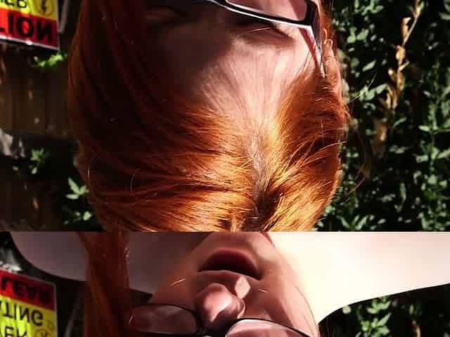 Cute freckled ginger pees before receiving cunnilingus