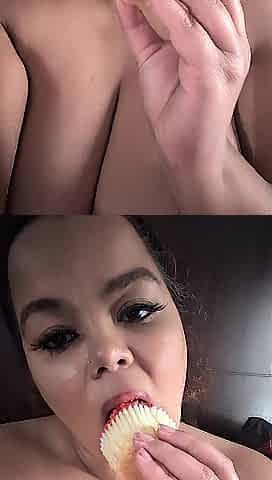 POV: Your Curvy Lalin girl Wife Teasing U with Dessert
