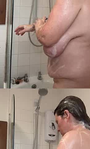 Christmas Shower and Sopping Wet Masturbation in Stockings