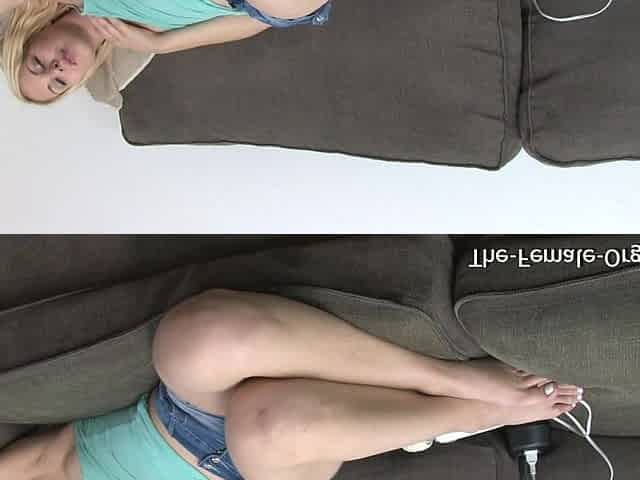 Blond Bombshell Candy Pleasing Striptease and Masturbation
