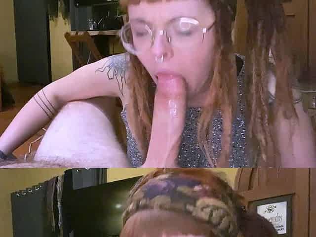 Amateur hands free close up blowjob