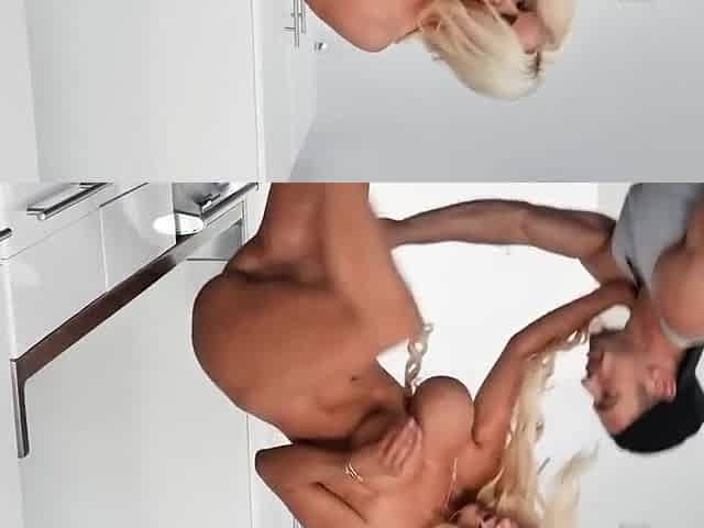 Blonde Cheating Fat With Muscular Hunk On The Kitchen Floor