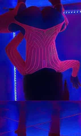 HOT DOXY Screwing Herself in Neon Underware Bodysuit in the Darksome