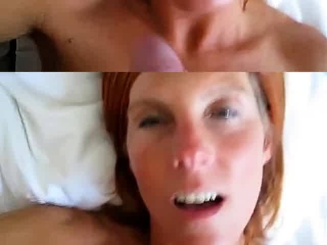 Amateur Redhead MILF Covered in Cum