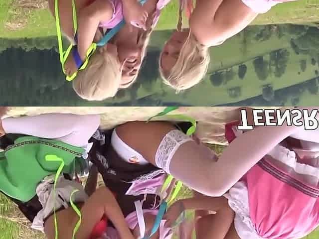Blonde Teens - Three 18+ Lick Pussy And Play With Dildo Outdoor