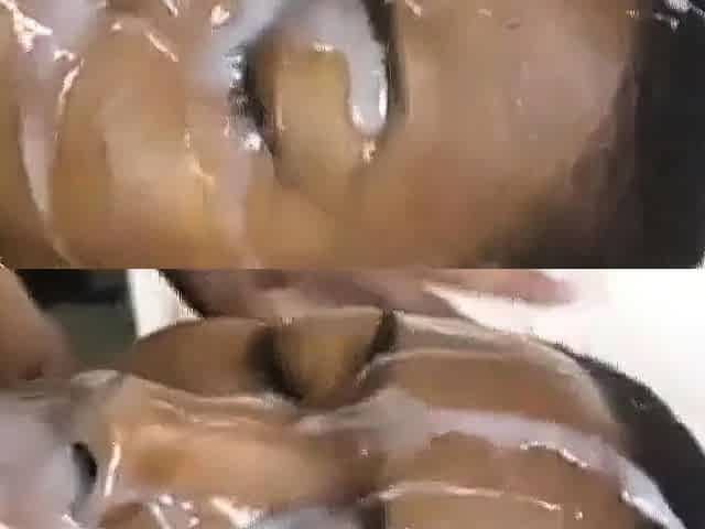 Massive Facial On A Short-Haired Black Chick