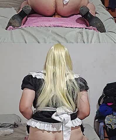Blond Maid Riding sex-toy