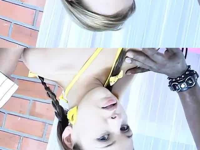 Selina eats double dick in POV